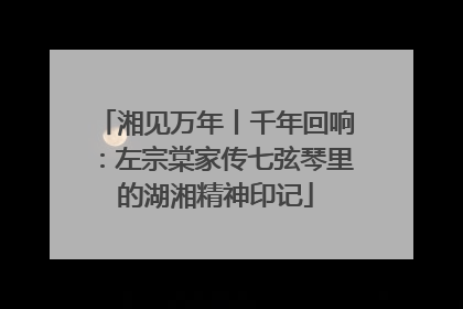 湘见万年丨千年回响：左宗棠家传七弦琴里的湖湘精神印记